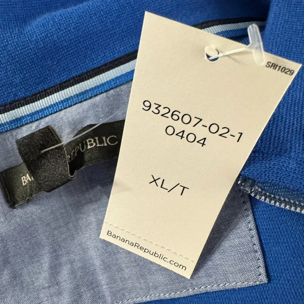 Banana Republic 1/2 Zip Pullover Mens XL Tall Blue Cotton Blend NWT‎ TP-3629